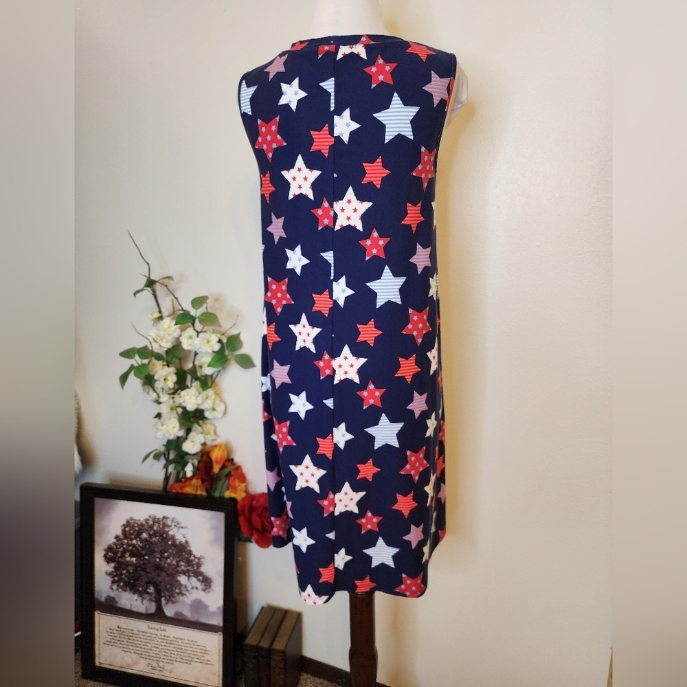 Celebrate Together Star Pattern Sleeveless Dress Swing Essential Holiday Mini - Picture 8 of 11